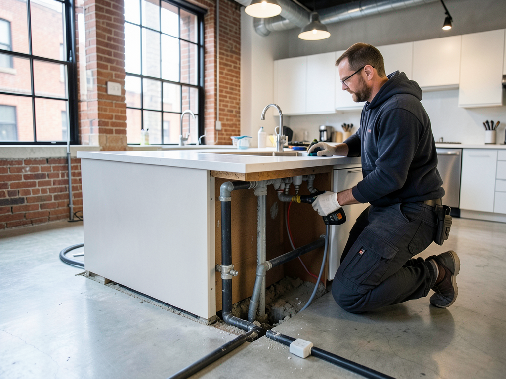 How to plan the plumbing for a kitchen island in y